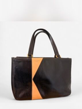 Kate Spade Two-Tone Tote Bag in Dark Brown and Tan